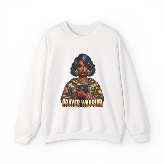 Prayer Warrior Sweatshirt — Black Woman Holding Bible Graphic