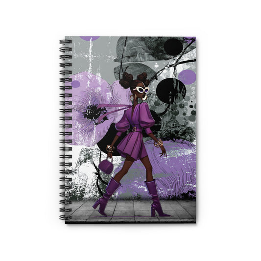 Purple Fashionista Spiral Notebook — Stylish Ruled Journal for Notes, School & Gifts